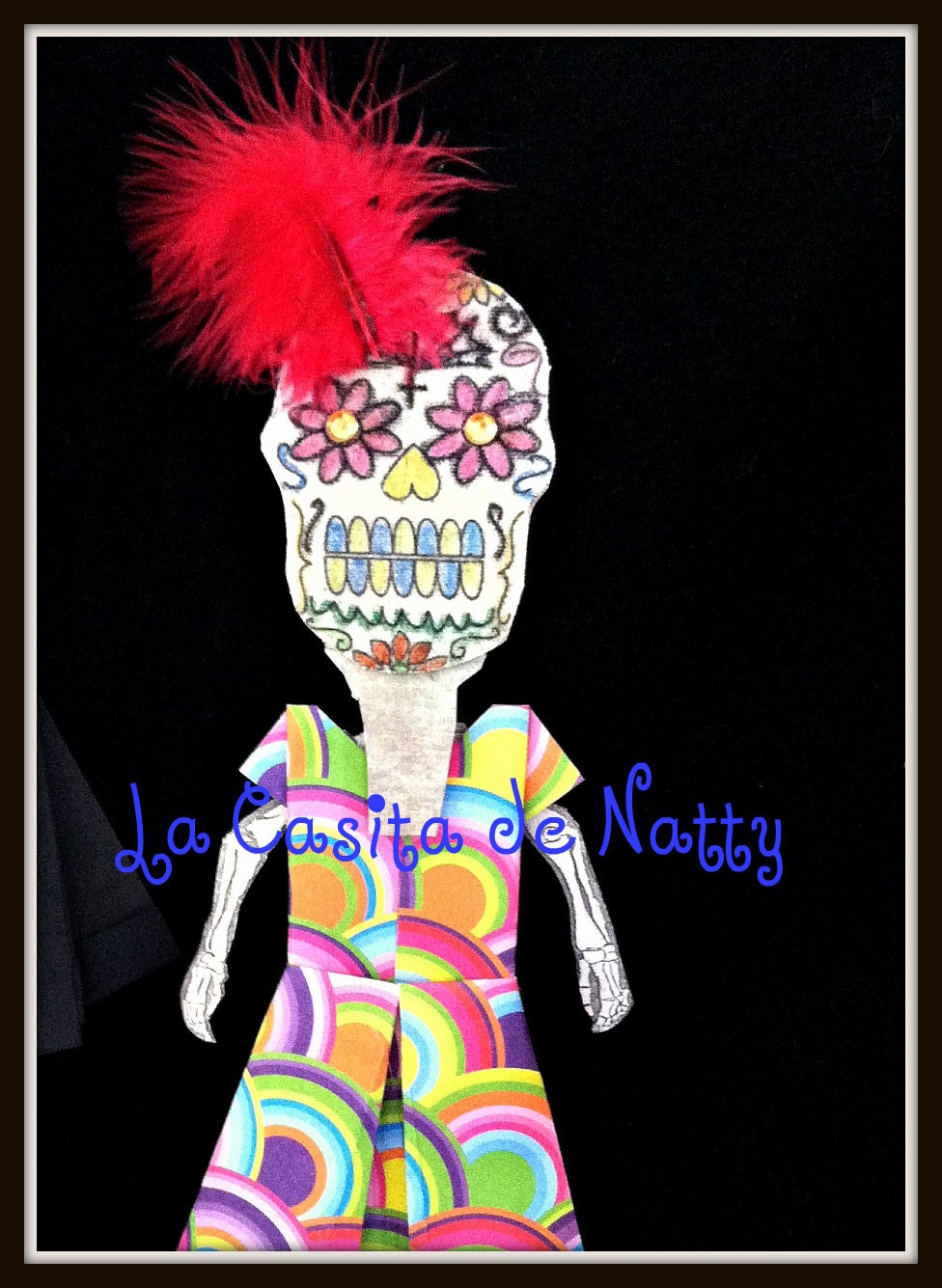 Day of the dead Catrina paper and crochet doll  ----Free shipping----