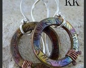 Botanical Leaf Print - Copper Forged & Fine Silver Earrings