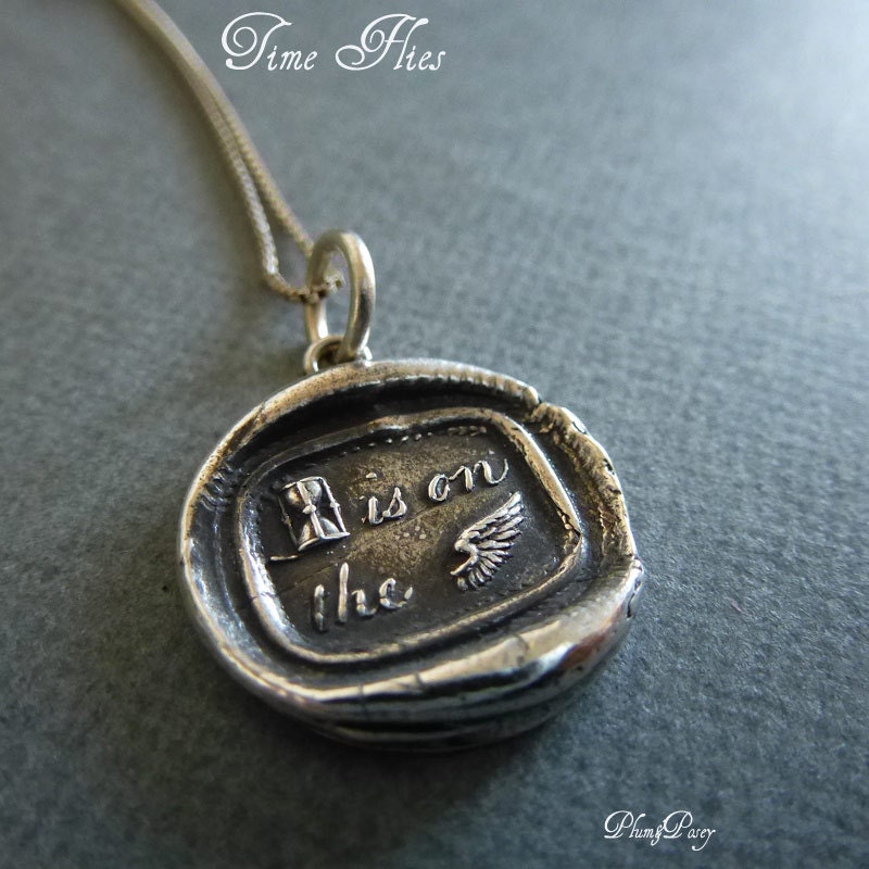 Time Flies Wax Seal Necklace - Time is on the wing