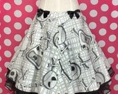 Nightmare Before Christmas Jack Heads Plaid Flared Skirt SIZE M OOAK