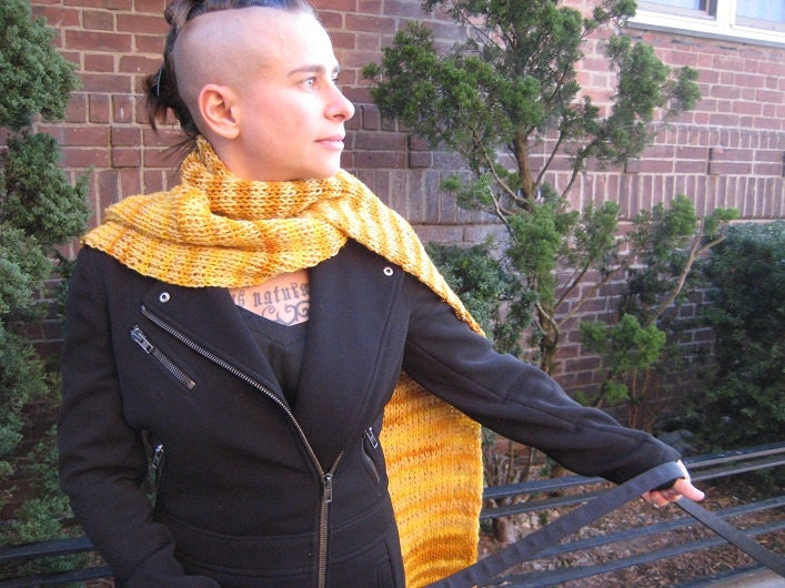 golden yellow striped scarf