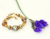 Gold Tribal Beads Bracelet. Gold Raku Beads Statement Bracelet. Artisan Glass Jewelry. Elegant Lampwork Bead Jewelry.