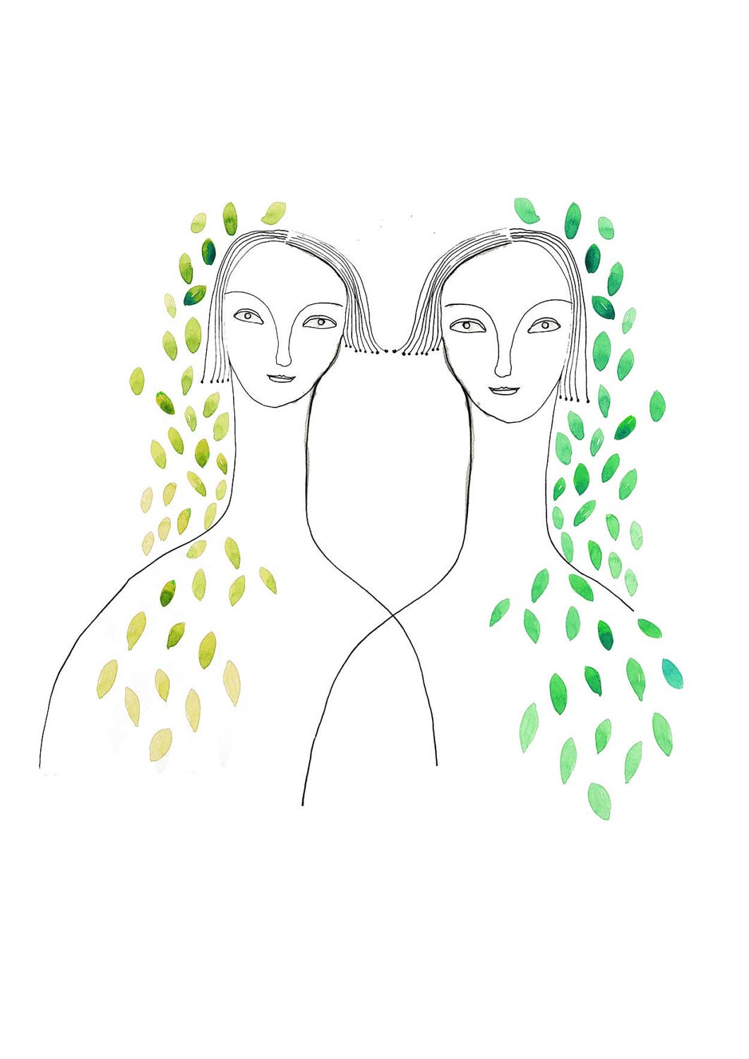 We are family white green Digital print sisters best friends gift giclee print Spring