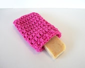Hot Pink Soap Saver Sack Cotton Drawstring Bag Neon Pink Spring Colors
