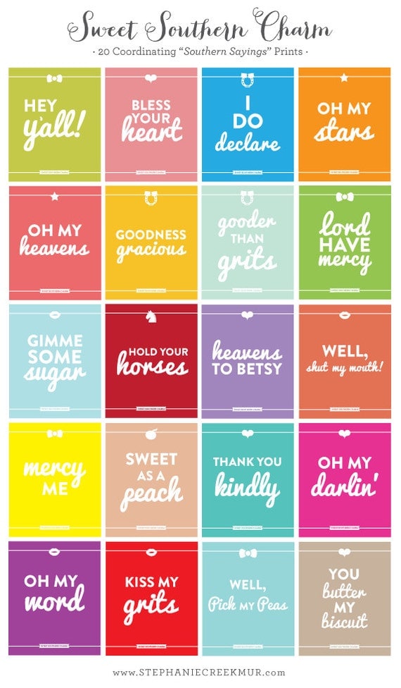 Southern Sayings: Pick 3 - 8 x 10 Sweet Southern Charm Prints