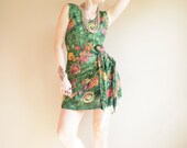 Green Tie Dye Batik Seashell Mini Dress