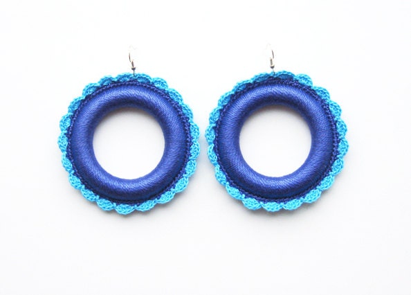 Crochet Huge Hoop Earrings, Happy Hippie Rings