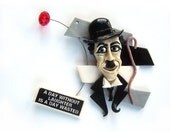 Charlie Chaplin Polymer Clay Necklace made to order