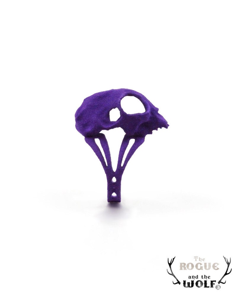 Purple Cat Skull Ring, Kitten skull ring, Cat Lovers, Modern animal ring, gift for the cool boyfriend, animal skull ri