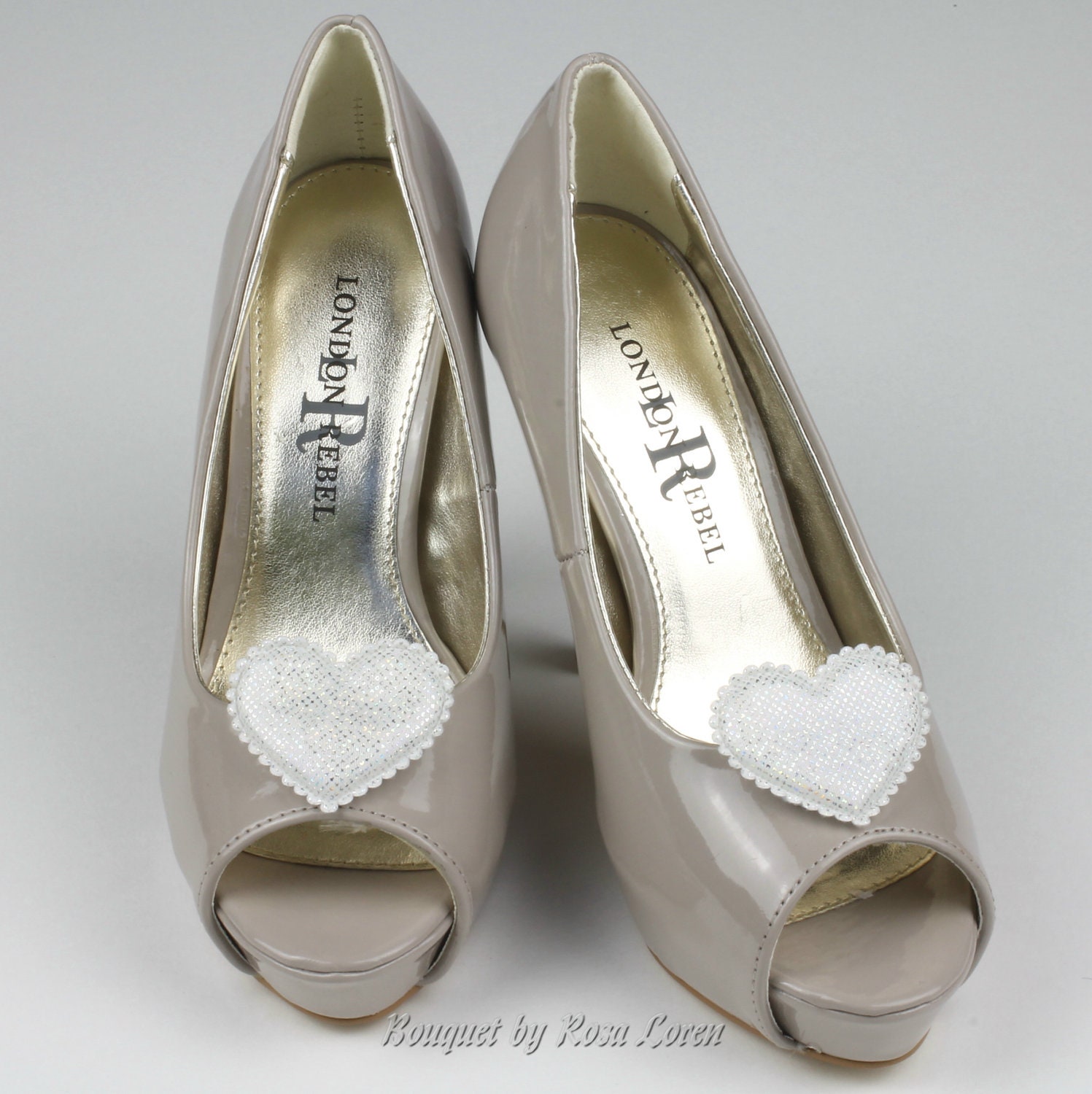 White Love Heart Shoe Clip, White Heart Shoe Clips, White Wedding Accessories Shoes Clip, Heart Clip Shoes