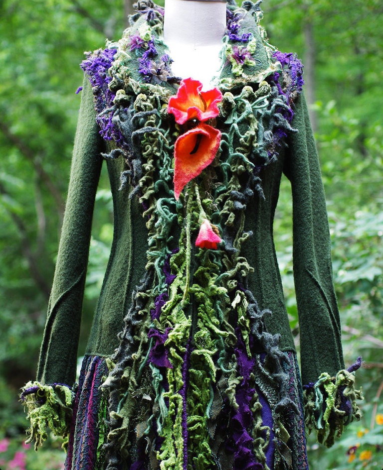 Custom listing for Brigitte. Patchwork felted OOAK sweater COAT.