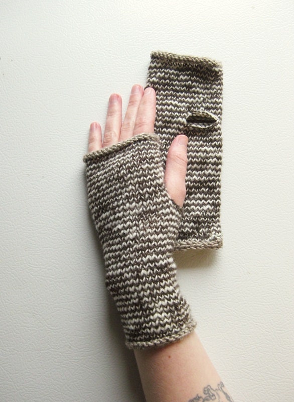 Dark Chocolate and Vanilla Striped Wrist Warmers