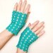 Tiny Flowered Fingerless Gloves in Romantic Green Turquoise