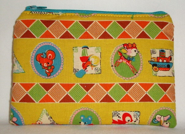 Medium Padded Zippered Pouch Japanese Toys --- Yellow (Camera / IPod / Cell Phone Case)