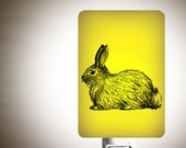 Bunny Nightlight on Spring Yellow Fused Glass Night Light - Gift for Baby Shower or Nature Lover - Woodland Animal - Cute Bunny Rabbit