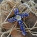 Beaded Wire Cross Faceted Blueberry Quartz with Frosted Yellow Flower Bead