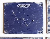 Star Maps : Cassiopeia (the queen) screenprinted and embroidered wall decor