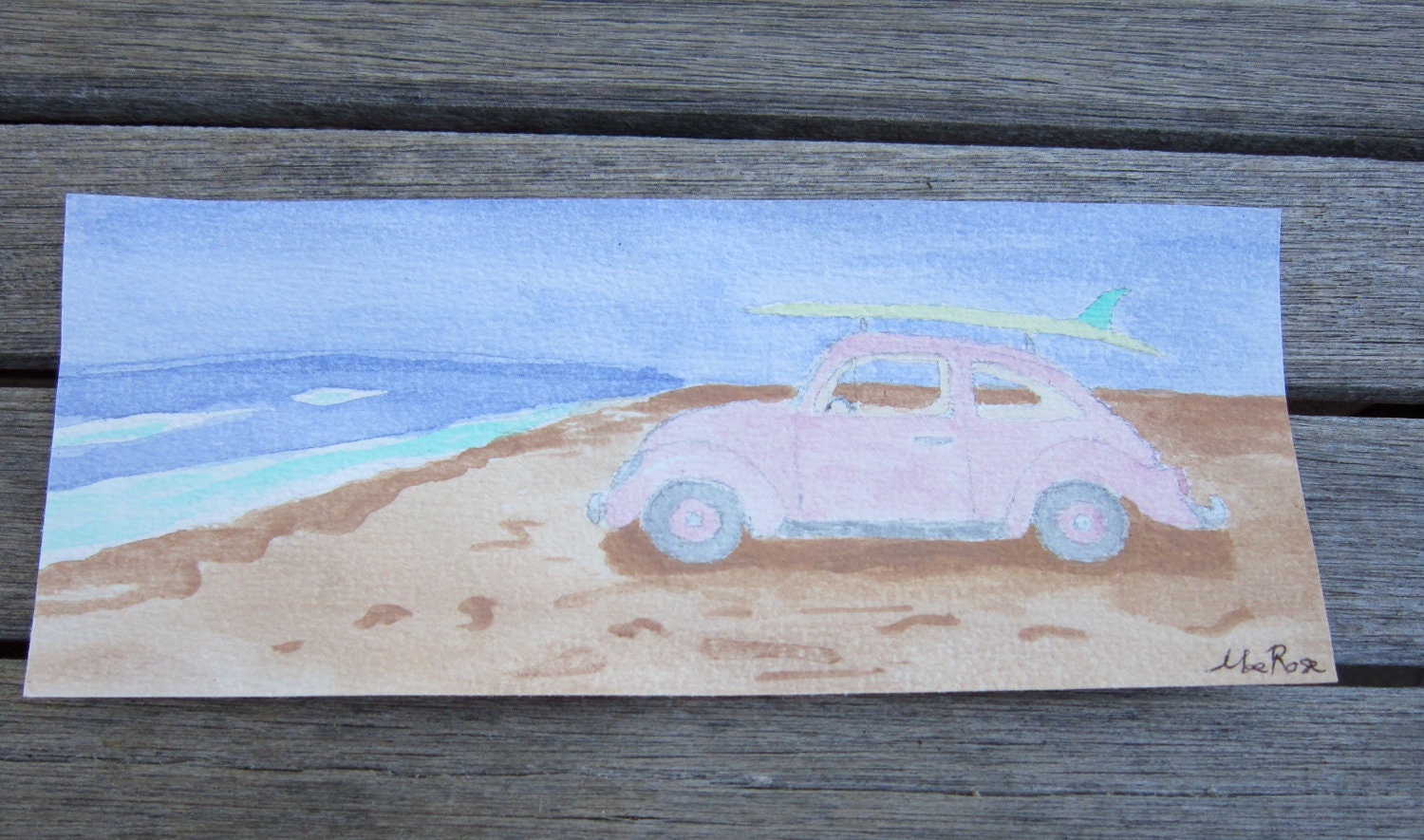 Pink Beach Bug - Surfer Girl - Framed