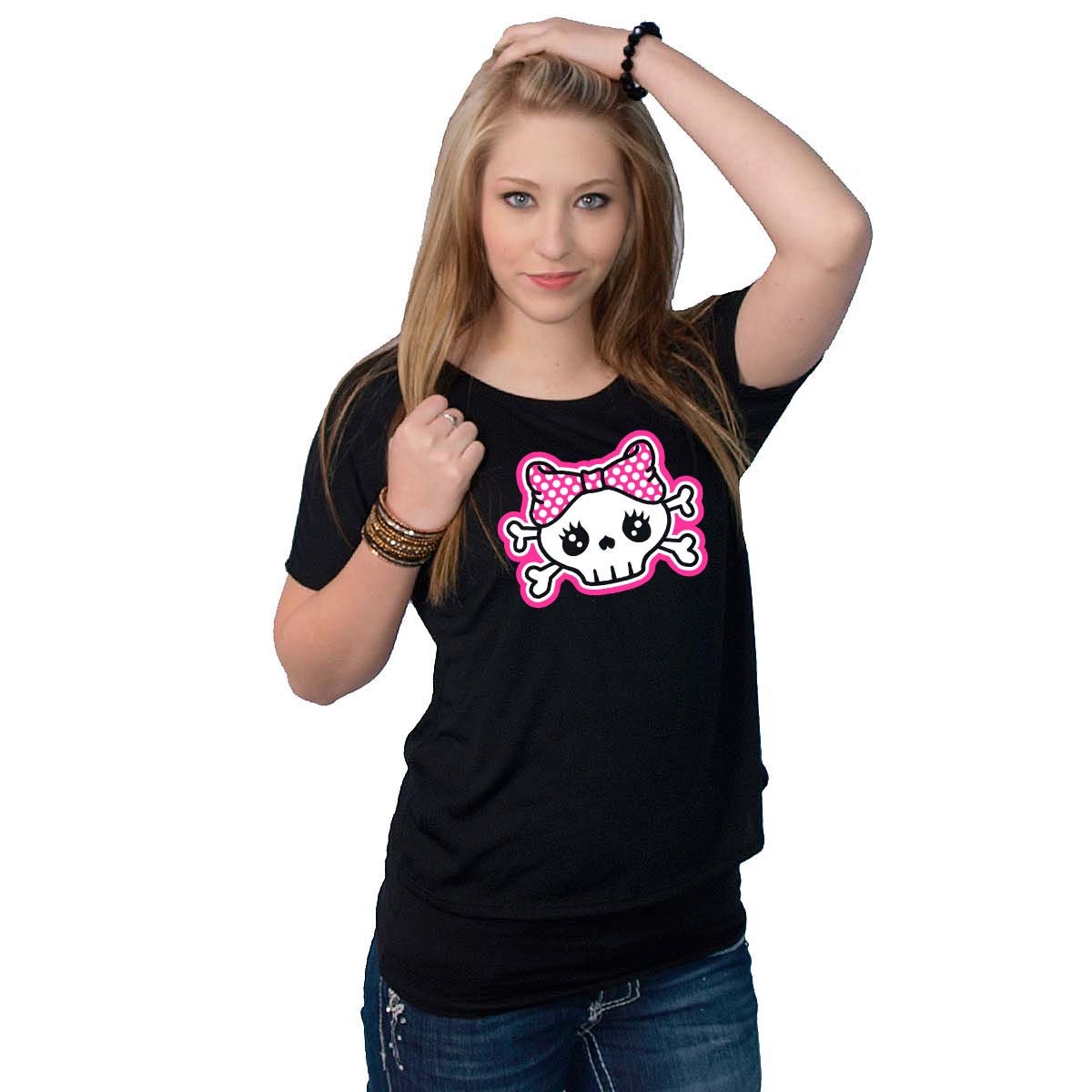 Girlie Skull Bella Flowy Simple T-shirt