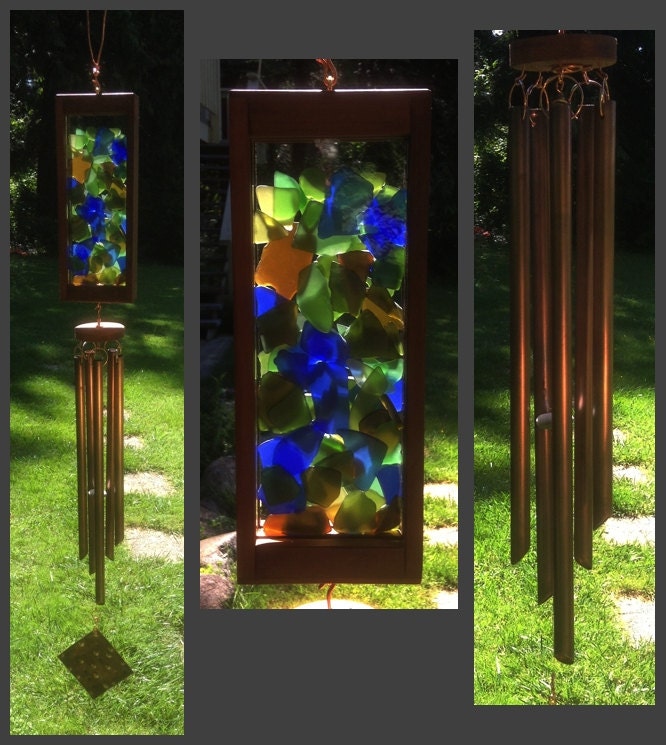 Wind Chime, Beach Glass, Stained Glass, Copper, Handcrafted, Mosaic, Windchimes, Wind Chimes, Suncatcher