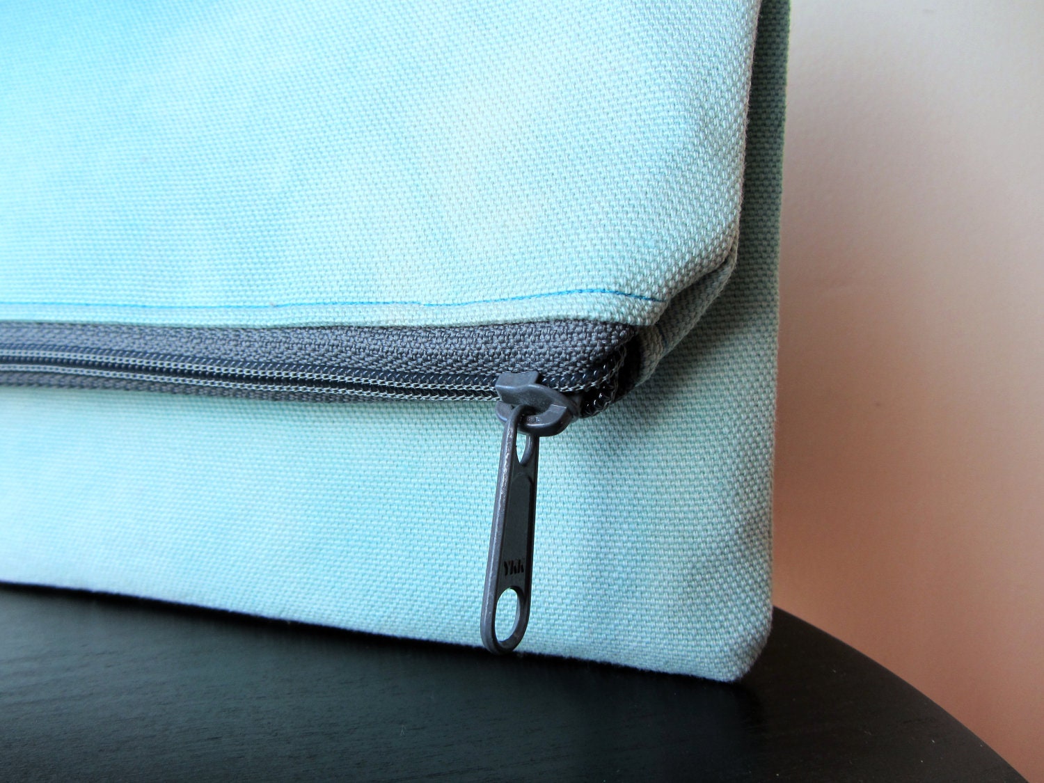 Foldover Zipper Clutch - Hand Dyed Teal Ombre