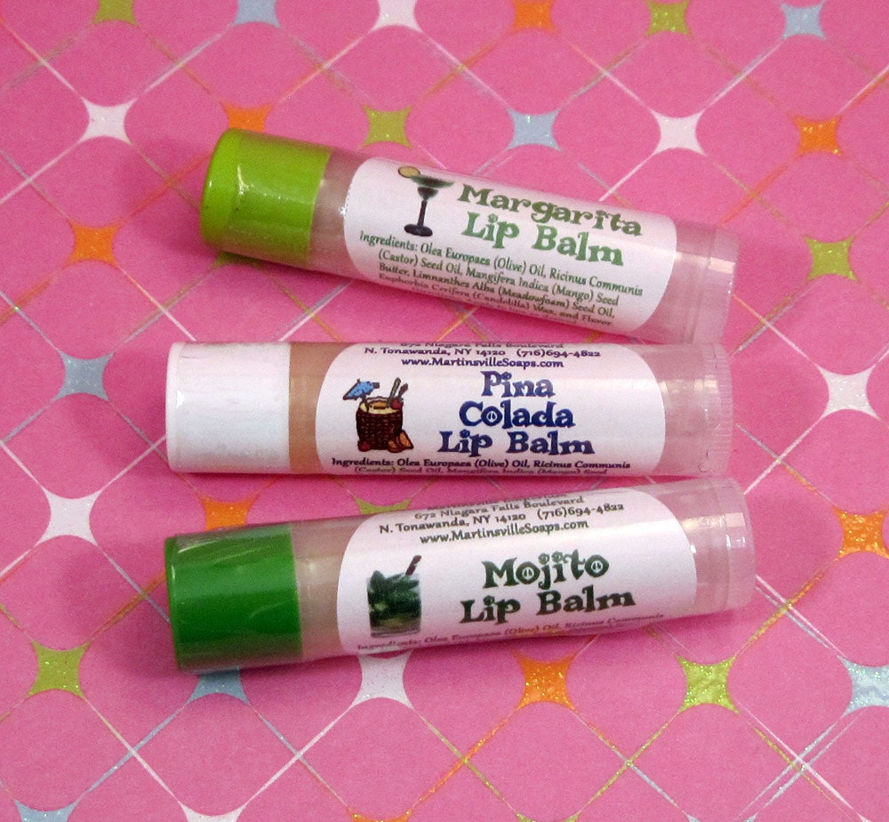 Cocktails Lip Balm 3 Pack - Mojito  - Margarita - Pina Colada