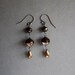 Bronze Black earrings - metallic black, dangle earrings, black gold glass