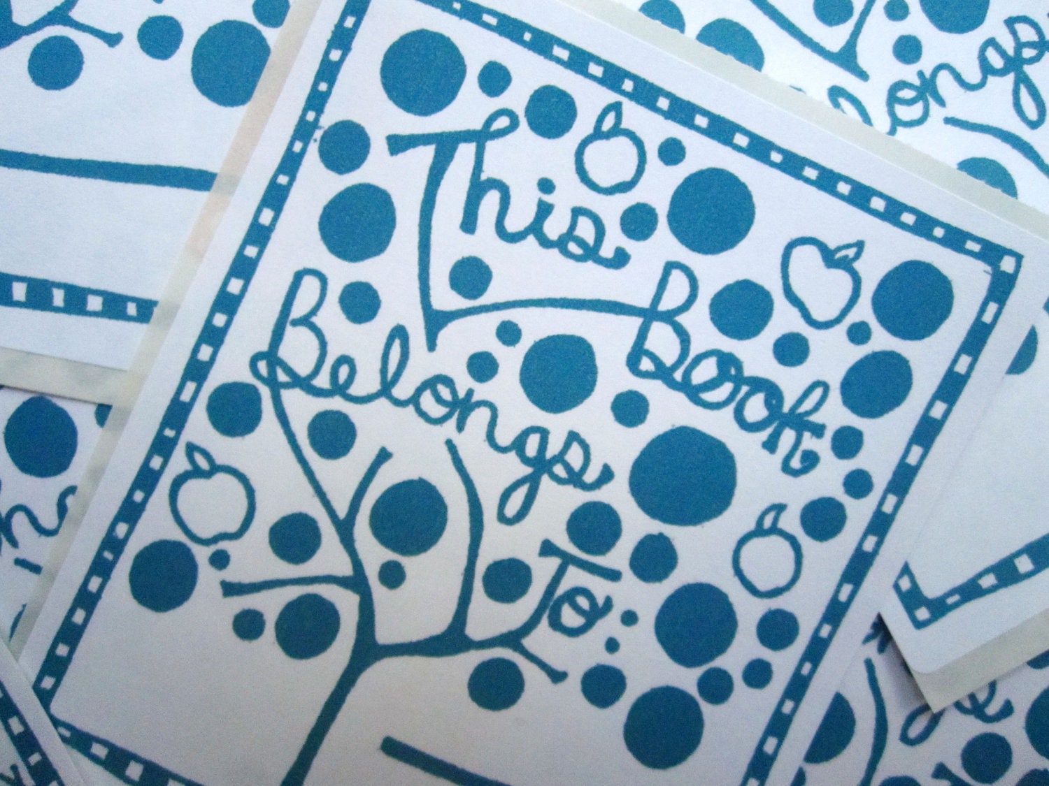 Book Plate Set of 12 Apple Tree Self-Adhesive Labels for your Personal Library