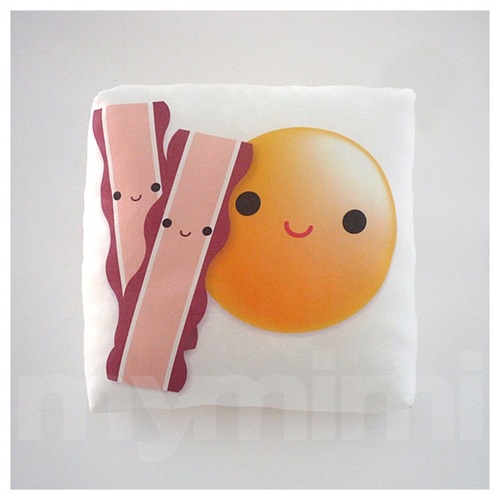 Decorative Pillow, Mini Kawaii, Toy Pillow - Yummy Egg & Bacon