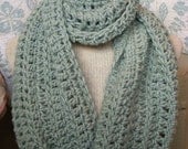 Seafom Infinity Scarf, Pale Green Crochet Cowl, Aqua Chunky Neck Warmer Endless Scarf