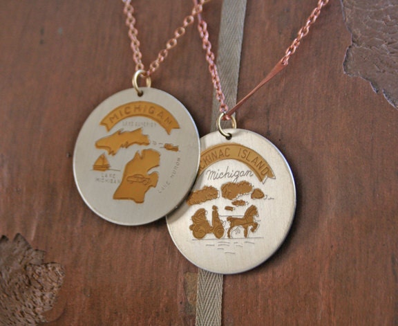 pure michigan - michigan or mackinac vintage pendants