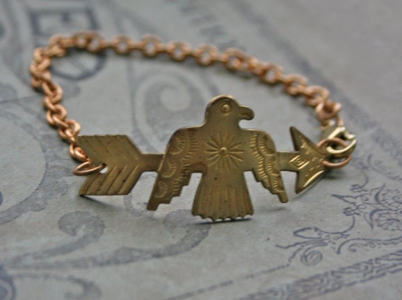 go west - vintage arrow bird chain bracelet