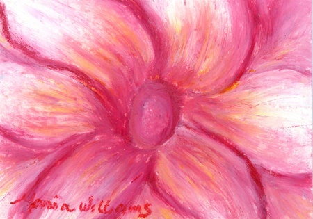 Pink Flower - Framed - Original Pastel Painting by Maria Williams