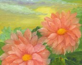 Dahlias at Sunrise / Framed Art /  Original Oil by Maria Williams