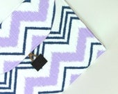 iPad 4, iPad Mini, iPad 3 Case, iPad Cover, HP Tablet Padded Pouch in Ikat Chevron in Lavender Purple Black and White