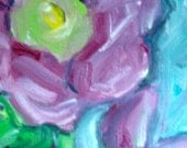 Original Oil painting Hollyhock flower art 6x12 on canvas Art on Sale