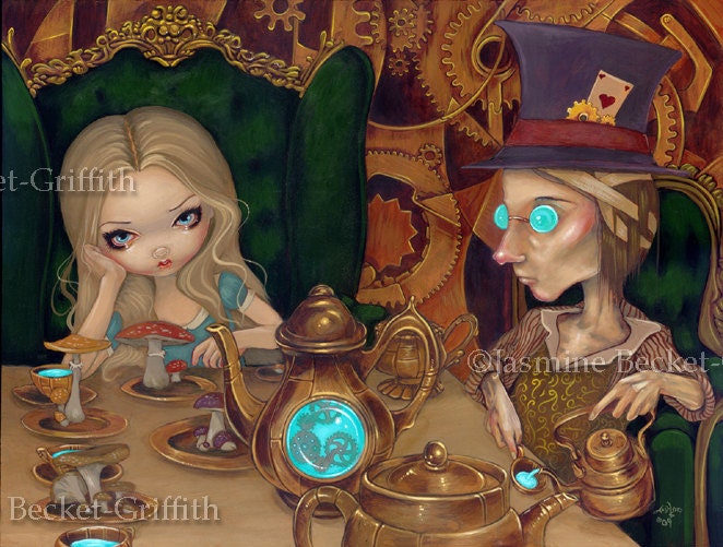 Alice and the Mad Hatter wonderland tea party fairy art print by Jasmine Becket-Griffith12x16 BIG