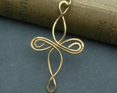 Celtic Cross Brass Pendant - Infinity Loops Cross Necklace - Celtic Knot Jewelry- Confirmation Gift, First Communion
