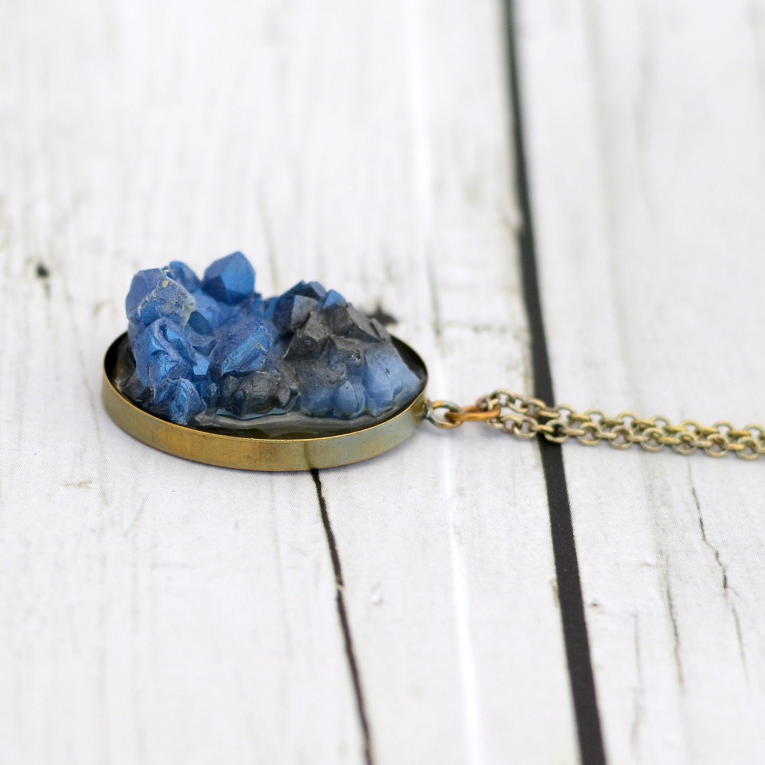Electric Blue and Grey Quartz Necklace