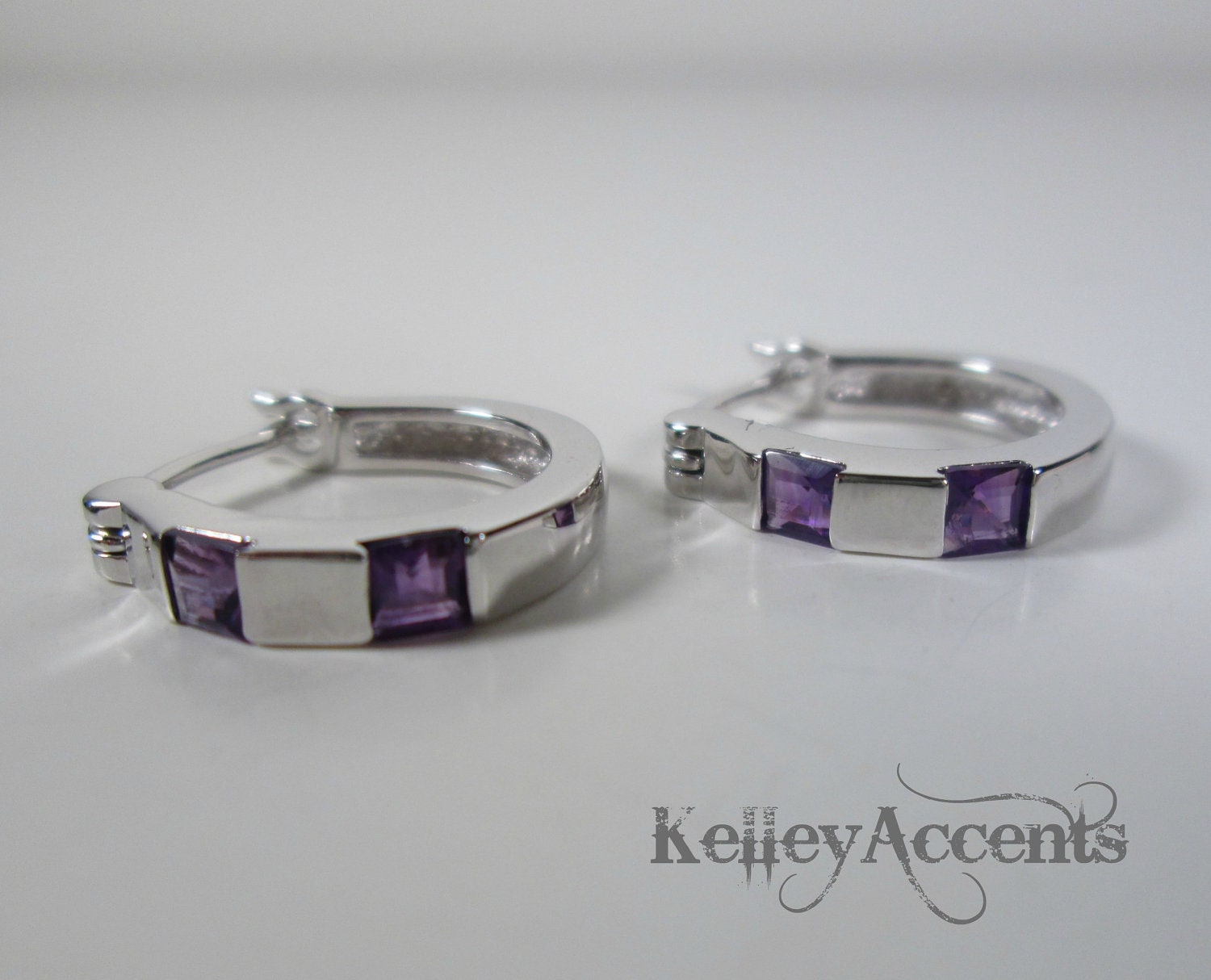 Purple Zirconia  Ear Hoops
