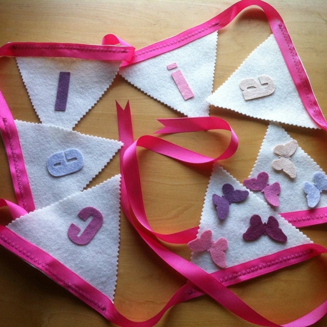 personalized butterfly Bunting - Girl Birthday decoration