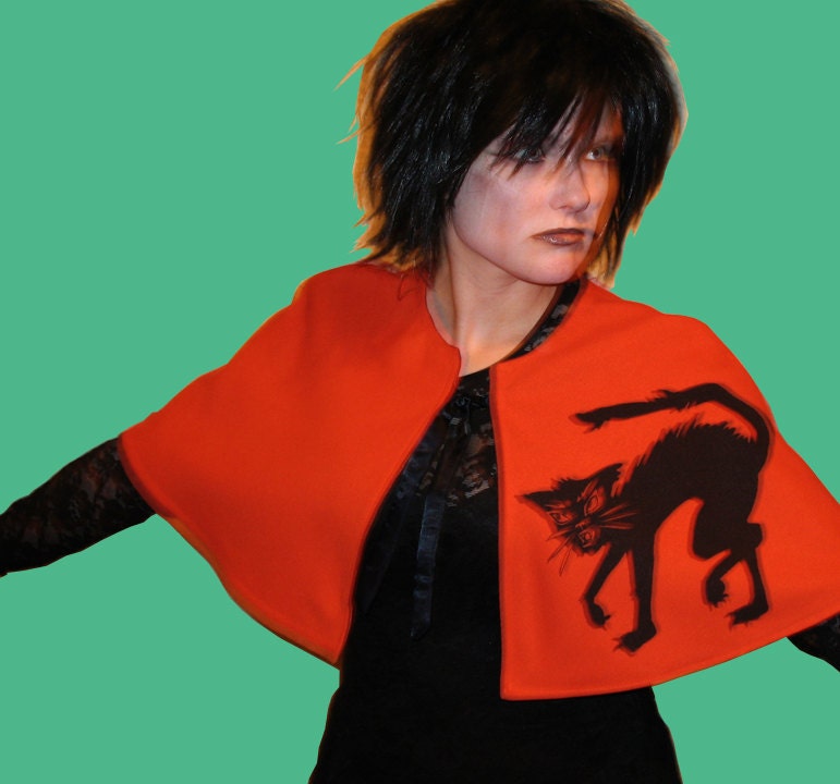 Black Cat Halloween Cape - large