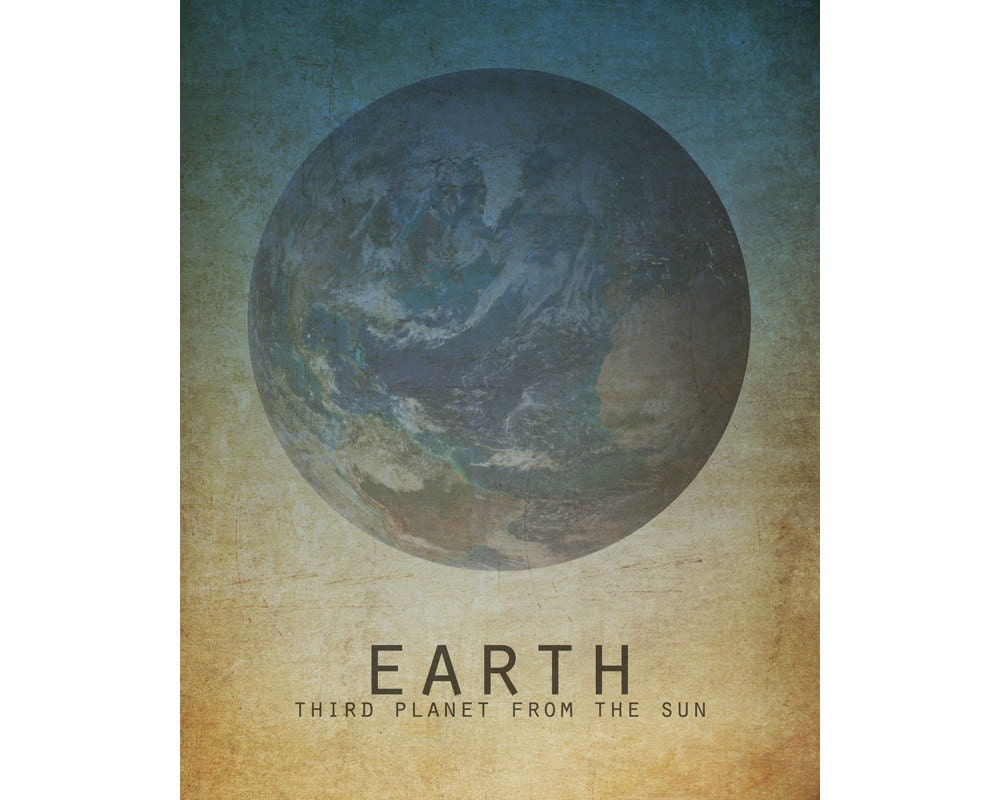 8x10 Earth Solar System Astronomy Space Art Print Planet Universe Milky Way Galaxy Stars Moon Astrophysics Geek Chic Nerd Science Posters