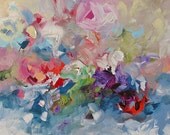 MOVING SALE - Art Print Giclee Print of Abstract Painting Bright  The Ocean Wild by Linda Monfort