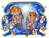 Lighted Upon a Certain Place Owl and Mushroom original painting