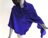 Ultramarine Blue Shawl Wrap 100% Silk Crepe, Formal Bridal Evening Special Occasion Stole.
