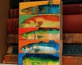 Fish Sticks - Saltwater Fish Art Block Set of 5 Fisherman Gift Shelf Decor - Fishing Decor Art - Fathers Day Gifts - Gift for Dad - Dad Gift