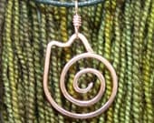 Copper Spiral Cat Stitch Marker Holder - includes Dual Duty US2 - US5 Stitch Marker