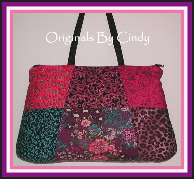 Magenta Leopard Purse Turquoise Purple Pink Purple Black Metallic Gold Tote Bag