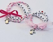 Angel Charm Name Bracelet Personalized Children's Jewelry Big Sister Little Sister Infant Child Kid Adult Sizes Stocking Stuffer